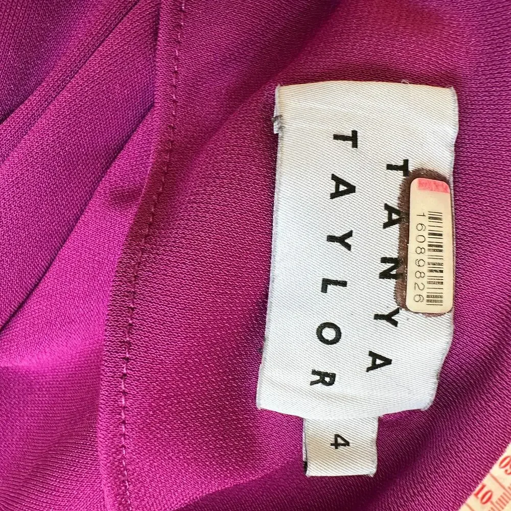Tanya Taylor Magenta Ruched Gown SIZE 4 Cut Out Asymmetric Slit Designer $600 - Picture 9 of 12